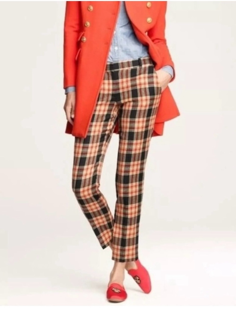 J. Crew Tailored Plaid Crop Pants in Red & Black 2